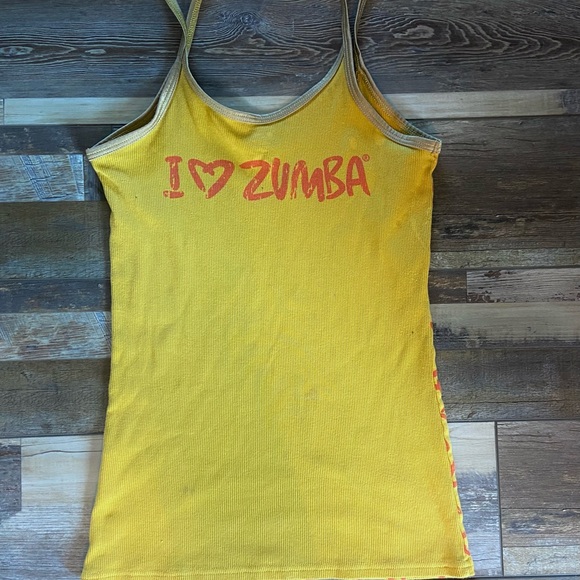 ZUMBA TANK TOP GOLD/ ORANGE “I HEART  ZUMBA” XL - Picture 1 of 3